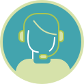 Icon of a patient's case manager with a headset on